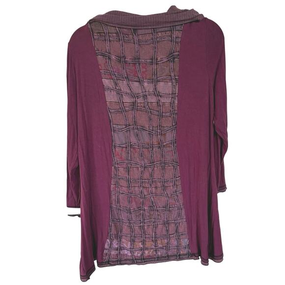 Bohemian Purple Fairy Grunge Cowl Neck Desert Beach Flowy Lagenlook Blouse Large - Picture 3 of 10